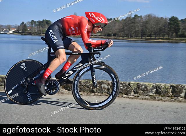 French Laurent Pichon of Arkea-Samsic pictured in action during the fourth stage of 80th edition of the Paris-Nice cycling race, an individual time trial