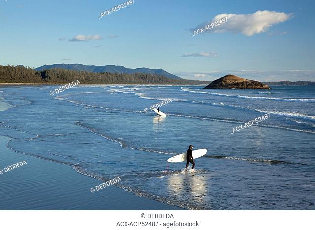 Long Beach, a surfer's paradise in Pacific Rim National Park near Tofino, British Columbia, Canada on Vancouver Island in Clayoquot Sound UNESCO Biosphere...