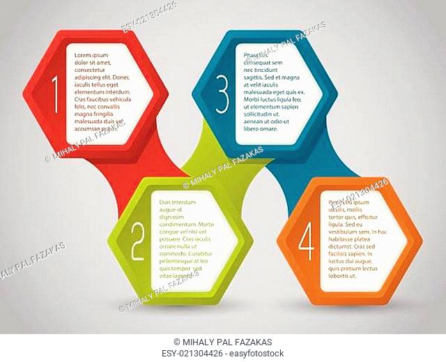 Infographic design with connected hexagons