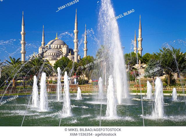 Blue Mosque and fountain  Istanbul, Turkey
