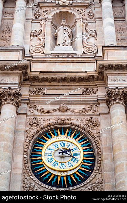 Clock of Saint Paul Church in Paris