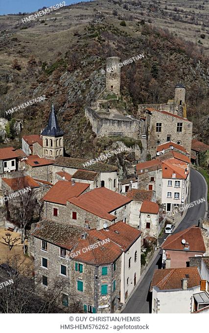 France, Puy de Dome, Saint Floret, labelled Les Plus Beaux Villages de France The Most Beautiful Villages of France, the villageat the bottom of the castle...