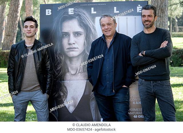 Luca Argentero, Claudio Amendola and Giacomo Ferrara attends the press conference for the movie ""Il Permesso - 48 Ore Fuori"" at La Casa del Cinema in Villa...