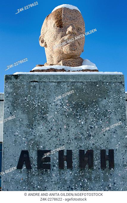 Bust of Lenin at old Russian mining town Pyramide, Spitsbergen (Svalbard)