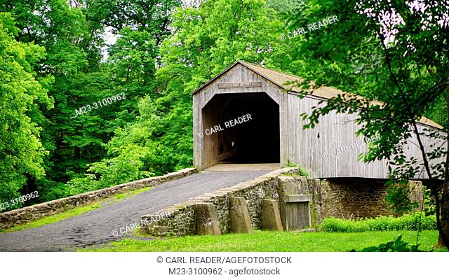 An old wooden bridge in summer, Pennsylvania, USA
