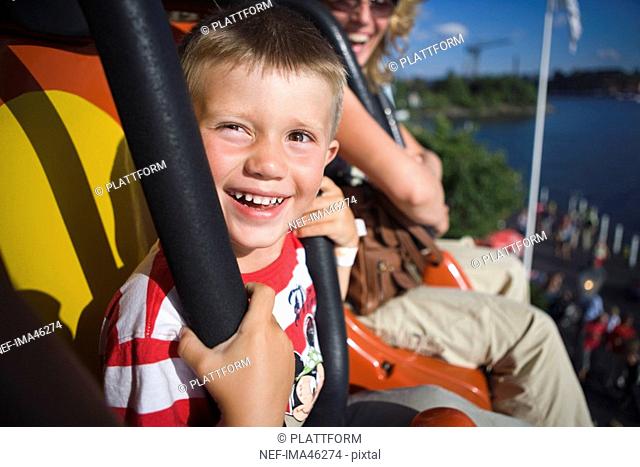 A boy in an amusement park Grona Lund Stockholm Sweden