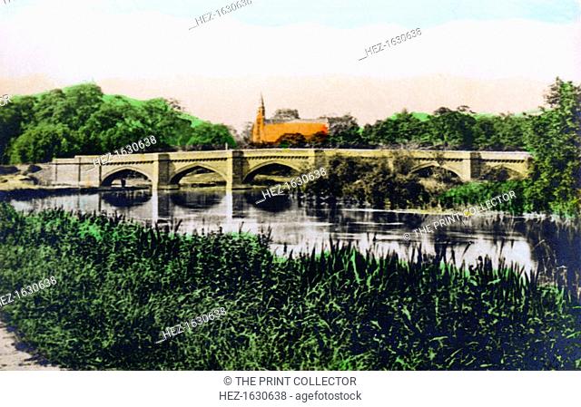 Bridge over the River Thames at Clifton Hampden, 1926. From the River Valleys set of hand-coloured cigarette cards issued with Army Club Cigarettes