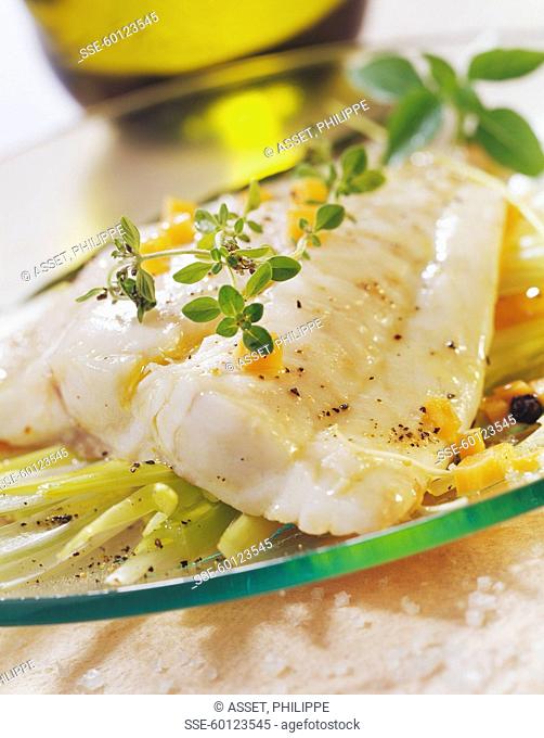 Seabream fillets with stewed fennel