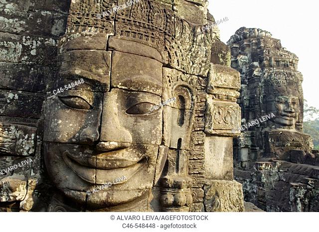 Khmer architecture. Barroque peak. The Bayon temple (12th/13th Century). Angkor Thom. Cambodia