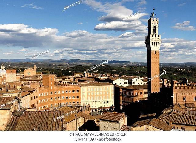 Torre di Mangia tower, Campo, Siena, Tuscany, Italy, Europe