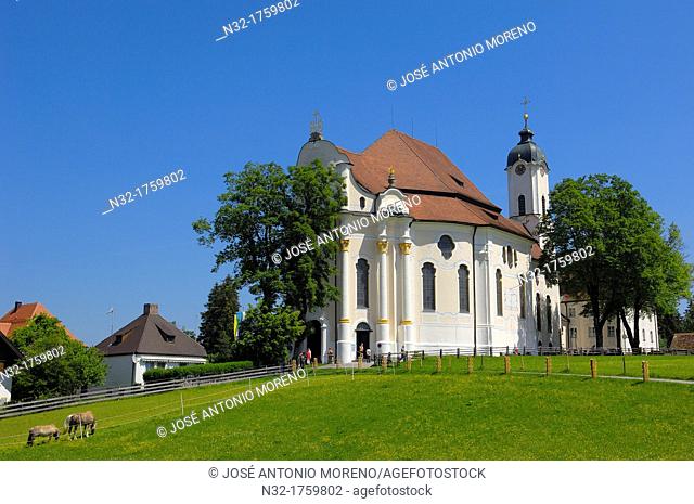 Wieskirche (Wies church), Wies, near Steingaden, UNESCO World Heritage Site, Romantische Strasse (Romantic Road), Upper Bavaria, Bavaria, Germany