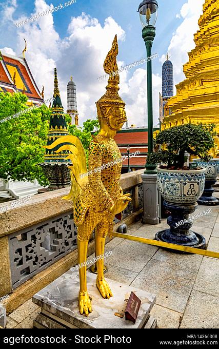 Golden Asurapaksi figure, Royal Palace, Grand Palace, Wat Phra Kaeo, Temple of the Emerald Buddha, Bangkok, Thailand, Asia
