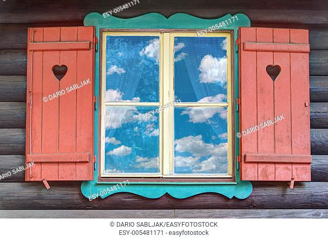 Colorful Wooden Chalet Window from Hansel and Gretel