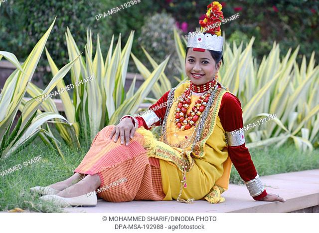 Woman Wearing Traditional Dress Meghalaya India Asia Mr#786