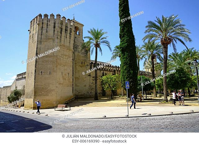 Exterior and facade of the Alcazar of Cordoba, Andalucía, Spain