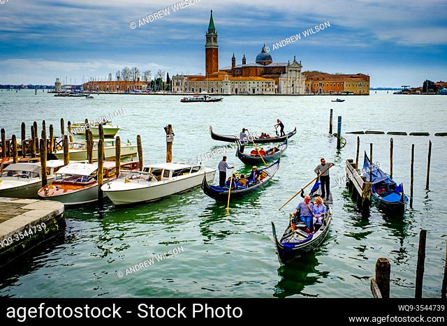 Gondolas on the Grand Canal near St. Mark's Square (Piazza San Marco) in Venice, Italy