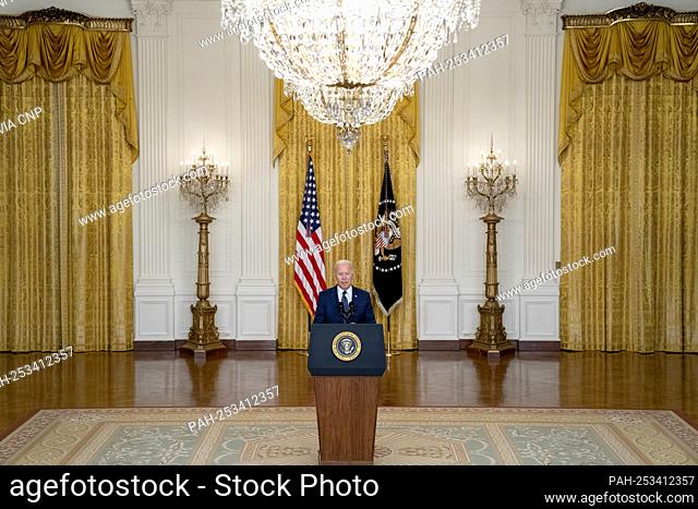 United States President Joe Biden delivers remarks in the East Room of the White House in Washington, DC on Thursday, August 26, 2021