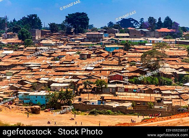 Over looking part of the Kibera Slum in Nairobi, Kenya