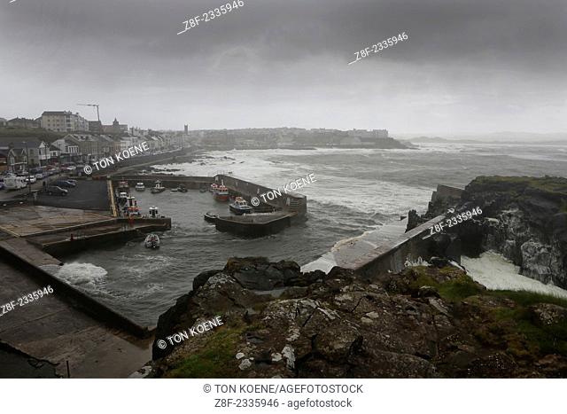 harbor of Portstewart during stormy weather