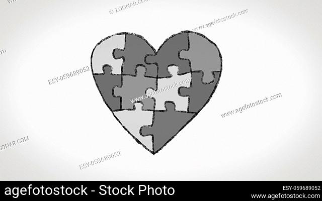 heart made of an animated puzzle, ideal for themes concerning the theme of autism, footage