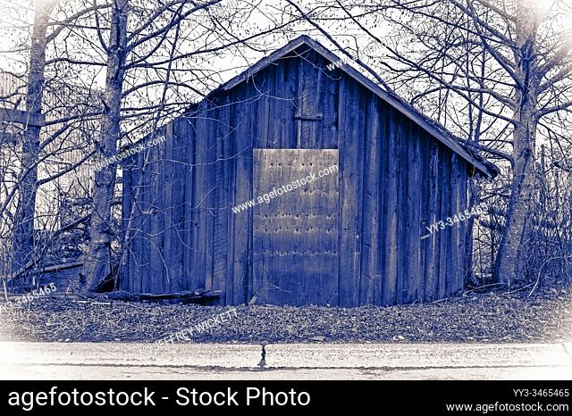 Abandoned wooden shed on Katlian Street in Sitka, Alaska, USA