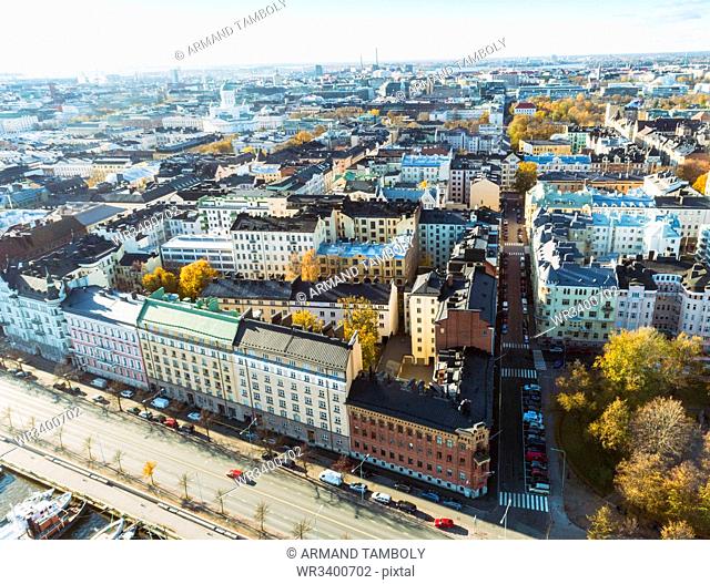Helsinki city center from above, Helsinki, Finland, Europe