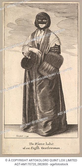 English Lady in Winter Costume (The Winter habit of ane English Gentlewoman), 1644, Etching, sheet: 8 1/2 x 4 5/16 in. (21