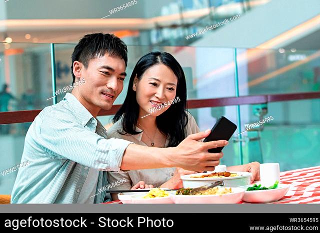 Middle-aged couples in the restaurant