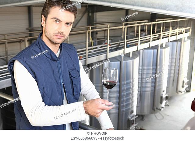 Producer in wine warehouse