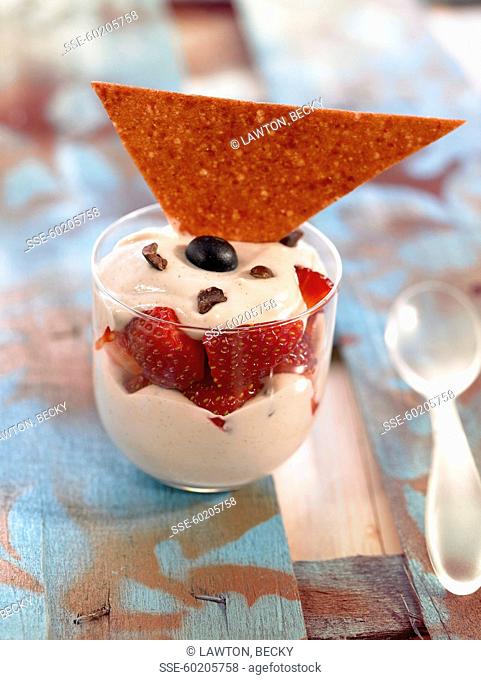 Yoghurt and strawberry mousse