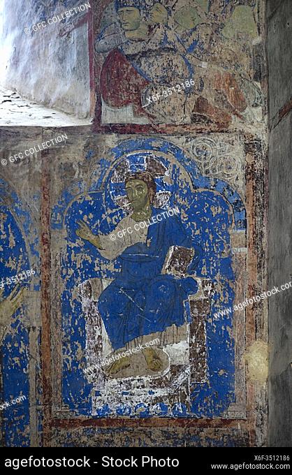 Fresco of Giorgi IV Lasha, son of the Georgian Queen Tamara, Northwand of Saint Nicholas church in the Georgian Orthodox Kintsvisi Monastry, Shida Kartli region