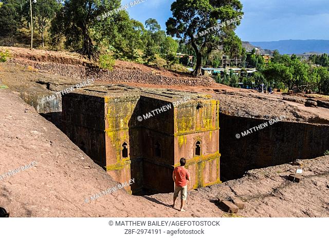 Marvelling over the church of Saint George in Lalibela, Ethiopia