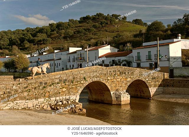 Roman bridge and river Galindon, San Nicolas del Puerto, Seville-province, Spain