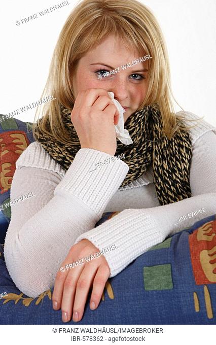 Young woman with a cold