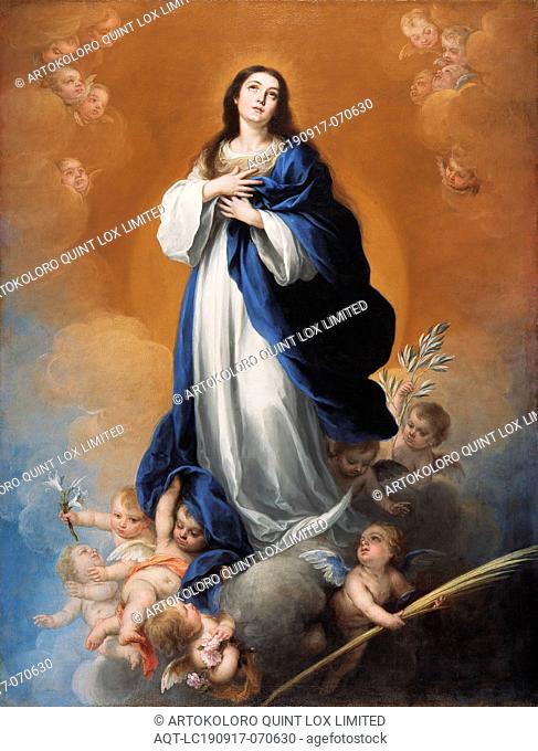 workshop of Bartolomé Esteban Murillo, Spanish, 1617-1682, The Immaculate Conception, 17th Century, oil on canvas, Unframed: 78 x 53 inches (198