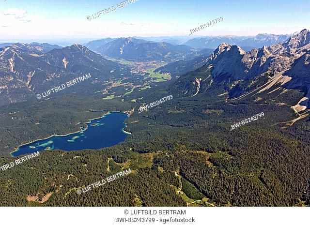 Lake Elb Elbsee with garmisch-Partenkirchen, Waxenstein on the right side , Germany, Bavaria
