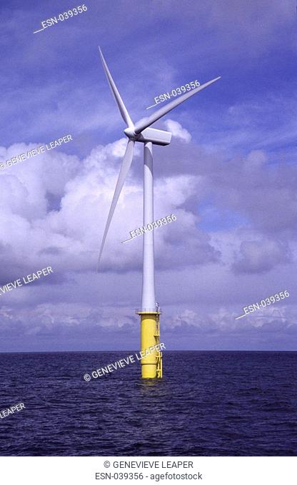 North Hoyle Offshore Windfarm, first major UK offshore wind farm, located 4-5 miles, North Wales, coast, between Rhyl and Prestatyn