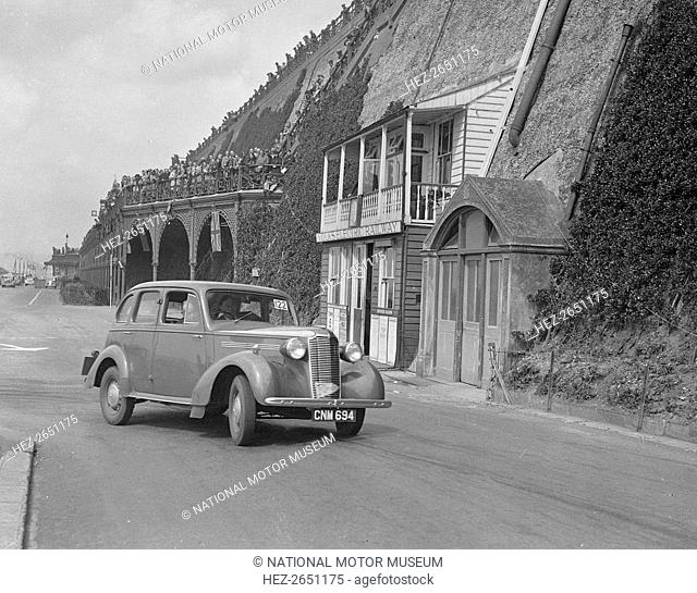 Vauxhall 14-6 of GL Boughton competing in the RAC Rally, Madeira Drive, Brighton, 1939. Artist: Bill Brunell