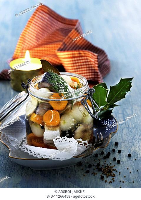 Pickled herring with vegetables