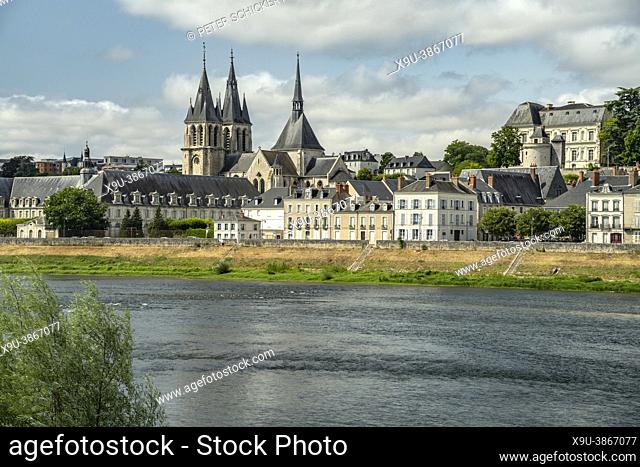 Cityscape with Saint-Nicolas church and Loire river, Blois, Loire Valley, France