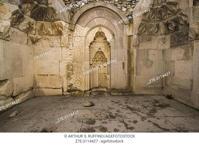 Architectural detail. Caravanserai of Agzikarahan, 13th century caravan inn for merchants, Cappadocia, Turkey