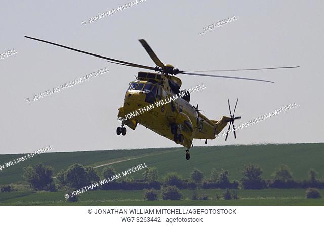 UK Duxford -- May 2012 -- A RAF Sea King rescue helicopter lands at Duxford IWM in Cambridgeshire England -- Picture by Jonathan Mitchell/Lightroom Photos