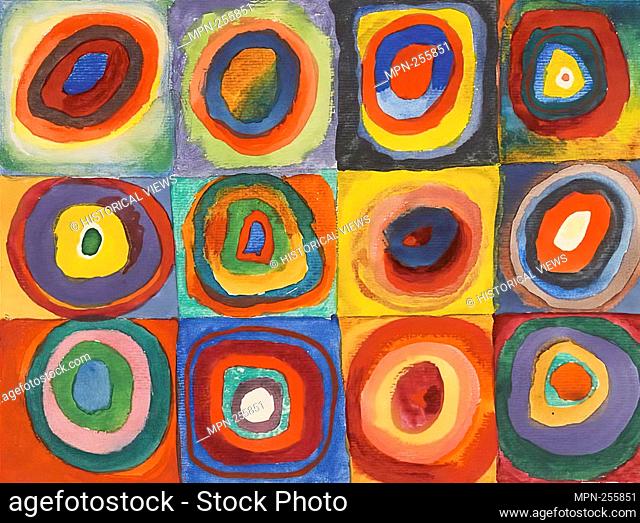 Vassily Kandinsky, 1913, "Color Study - Squares with Concentric Circles". Watercolor, gouache and crayon on paper. The Städtische Galerie im Lenbachhaus, Munich