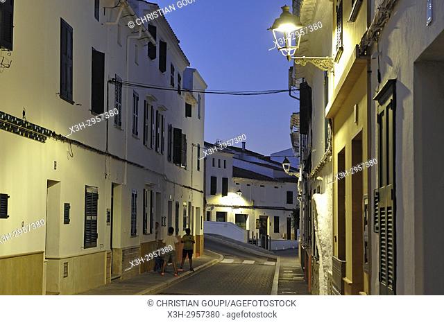 Baix Street, city of Es Mercadal, Menorca, Balearic Islands, Spain, Europe