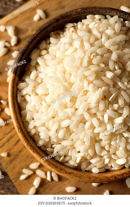 Raw Organic Arborio Rice in a Bowl