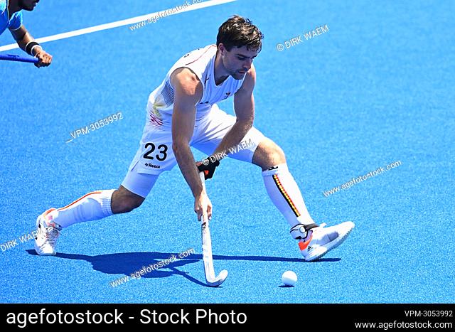 Belgium's Arthur de Sloover pictured in action during a semi-final hockey match between Belgium's Red Lions and India, in the men's field hockey tournament
