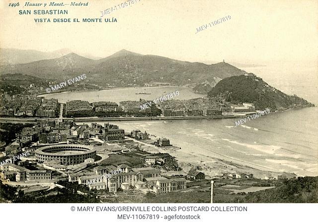 View of San Sebastian from Monte Ulia, Bay of Biscay, Basque County, Spain