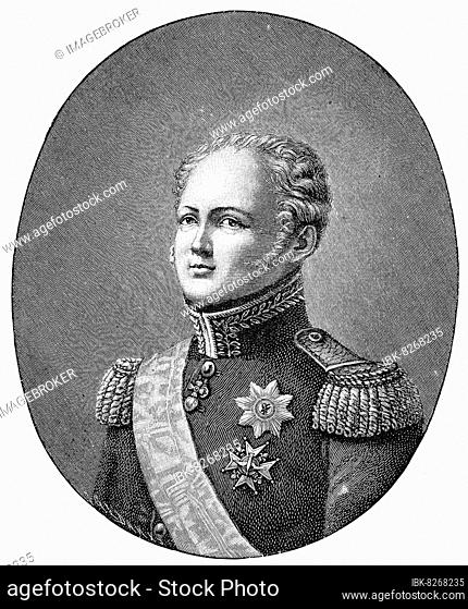 Alexander I. Pawlowitsch Romanow, 23. Dezember 1777, 1. Dezember 1825, war Kaiser von Russland von 1801-1825, König von Polen von 1815-1825 und erster...