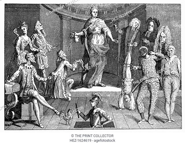 'The judgement of the Queen's Common Sense', 1736. 'Address'd to Henry Fielding esq'. Illustration from Social Caricature in the Eighteenth Century