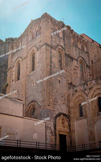 Cathedral of San Salvatore, tower, church, Cefalu, Sicily, Italy